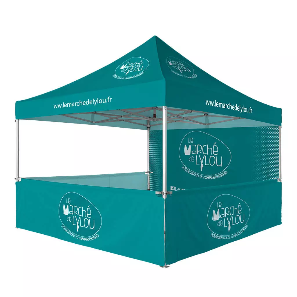 Custom Printing 10ft x 10ft Canopy Tent with 1 Full Sidewall and 3 Half Sidewalls Display - 1