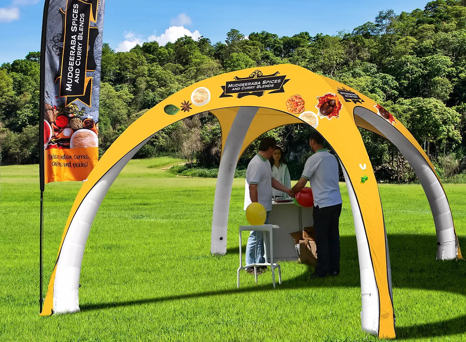 Custom Printing Basic Inflatable Tent on the lawn outdoors