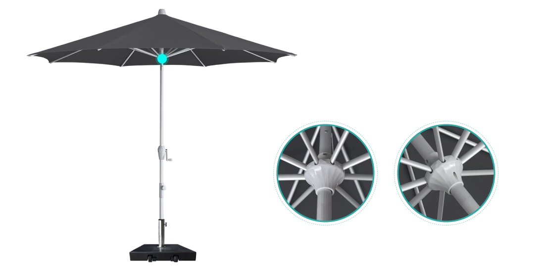 Black kapri tilt umbrella detailing of strong nylon hub