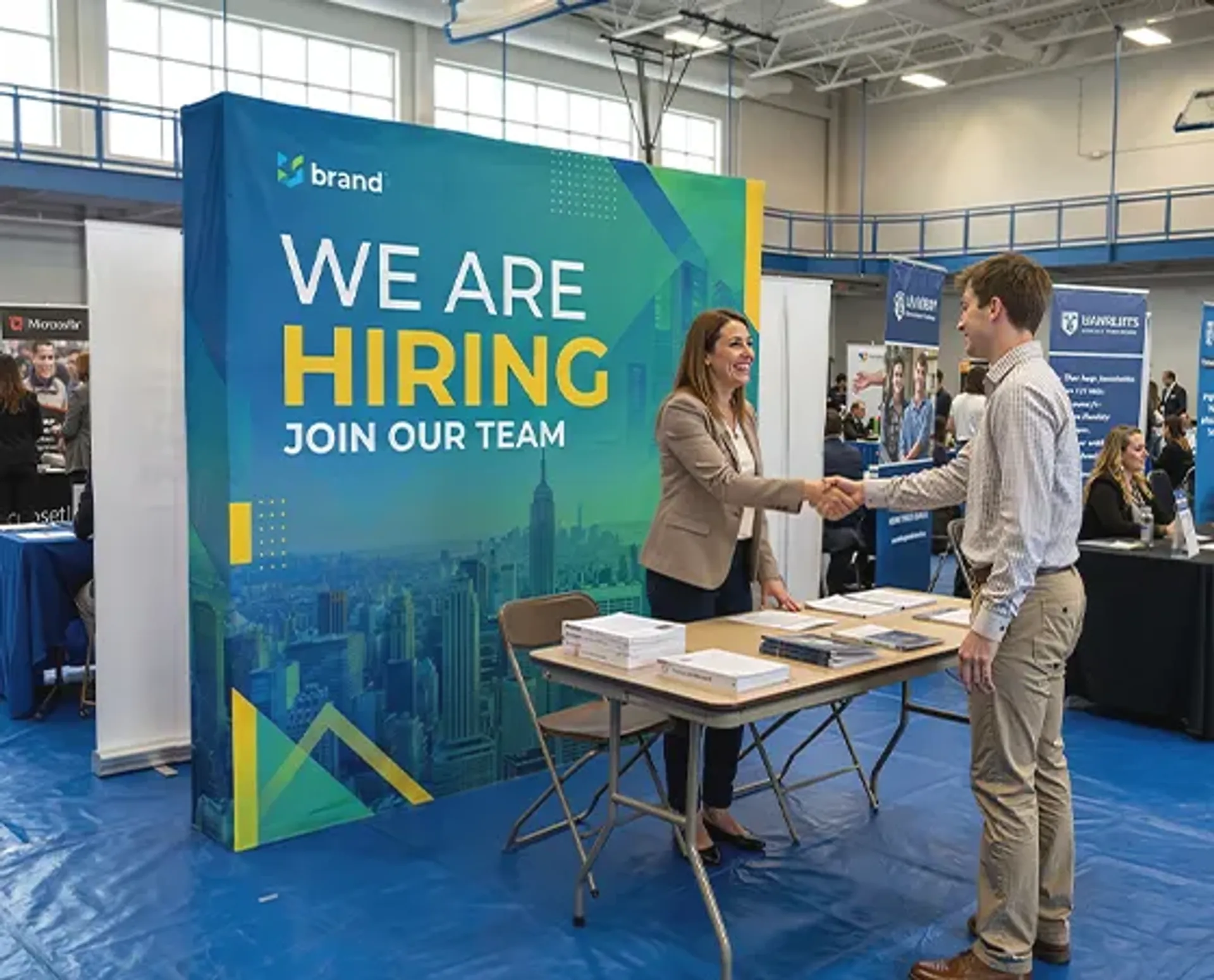 Custom pop up display for career fair booths