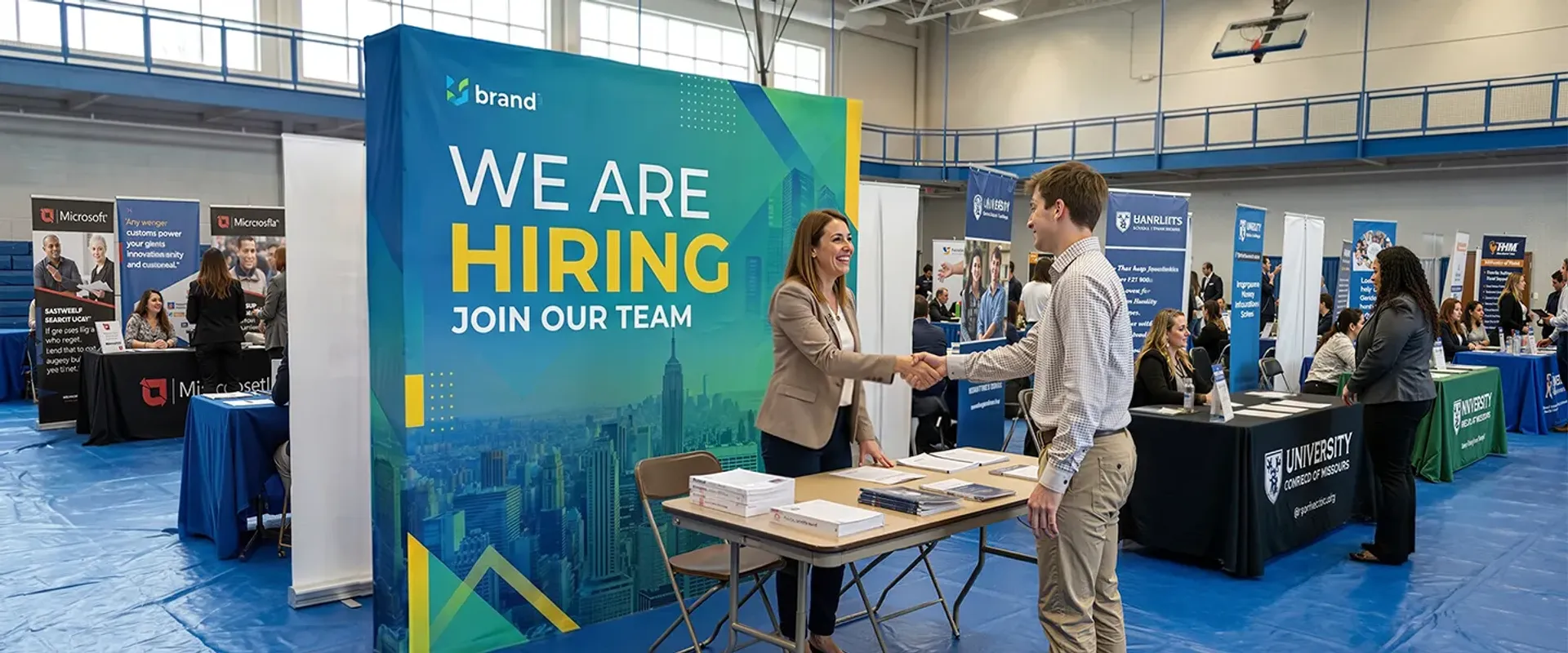 Custom pop up display for career fair booths