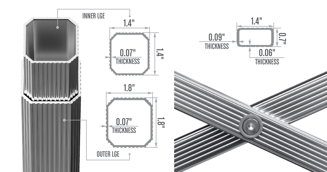 Octagonal Aluminum Legs