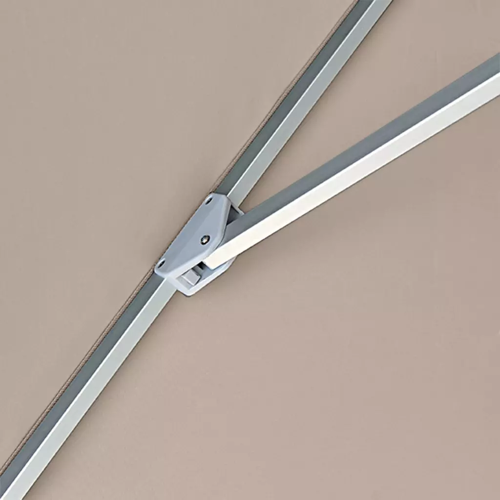 Corrosion-proof nylon connector of aluminum pole and aluminum ribs santorini umbrella