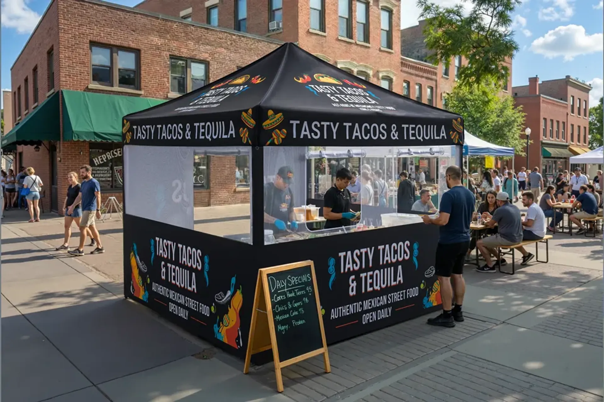 10'x10' Custom Canopy Tent with Complex Rollup Sidewall
