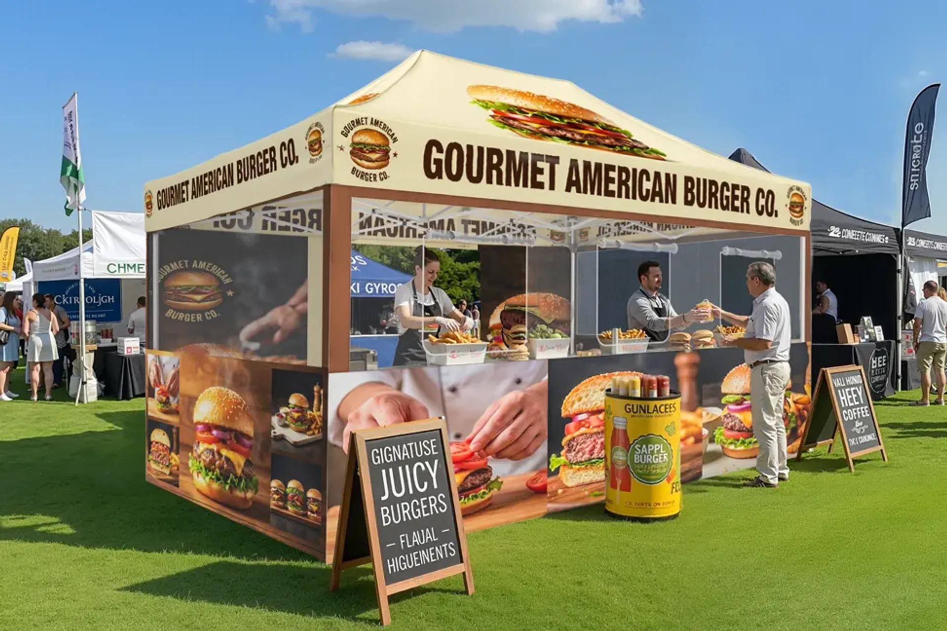 10'x15' Custom Canopy Tent with Complex Rollup Sidewall