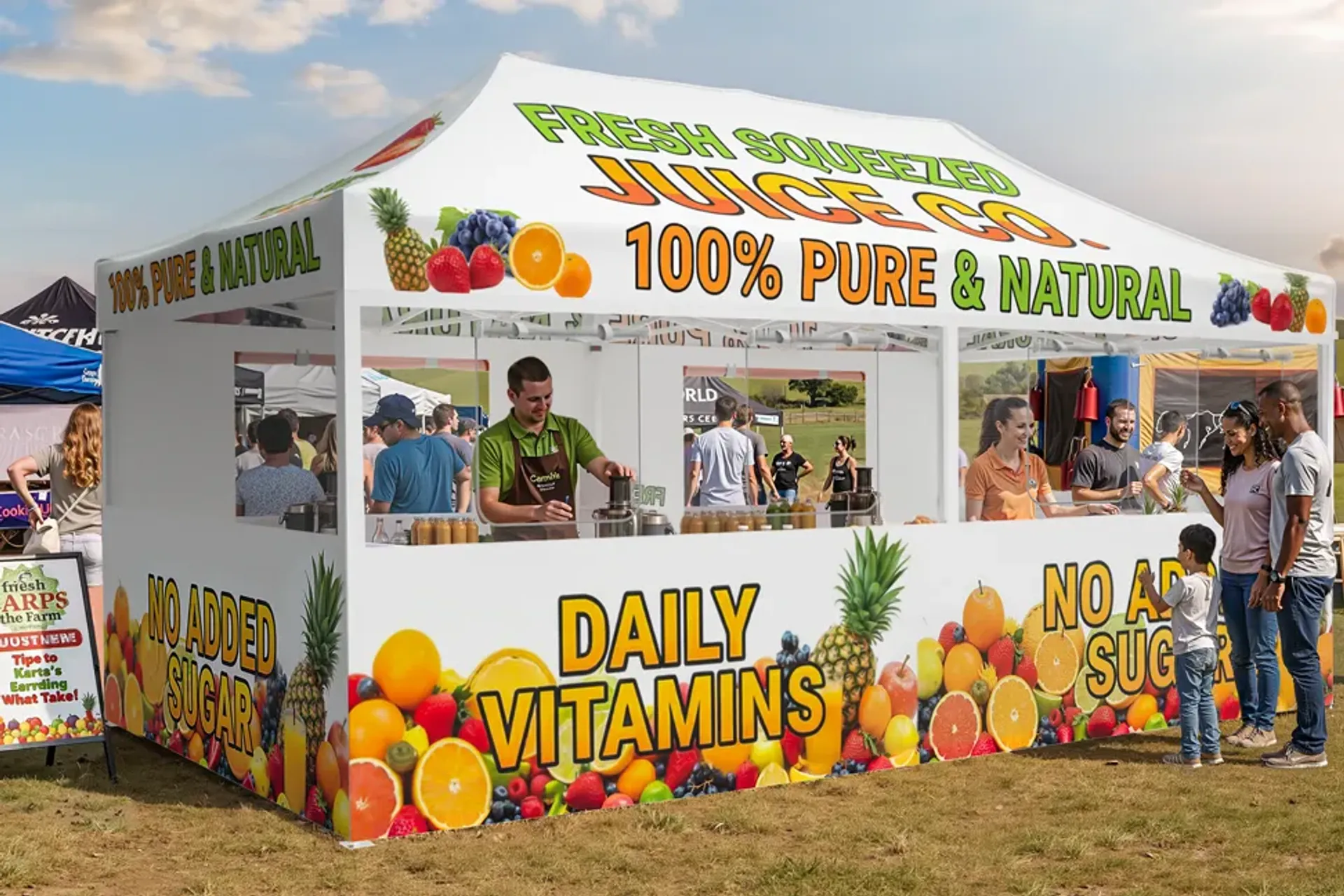 10'x20' Custom Canopy Tent with Complex Rollup Sidewall