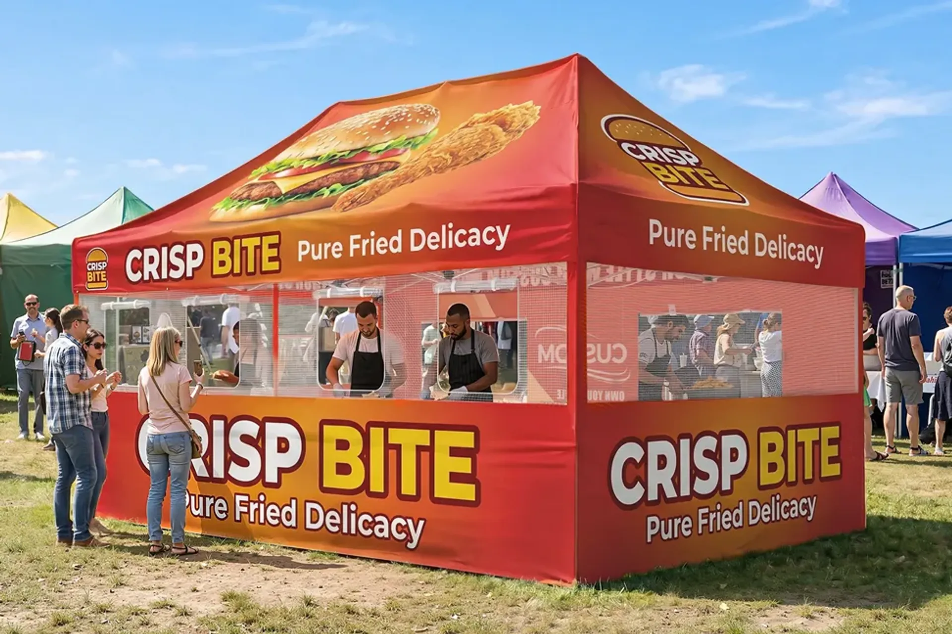 13'x20' Custom Canopy Tent with complex rollup sidewall