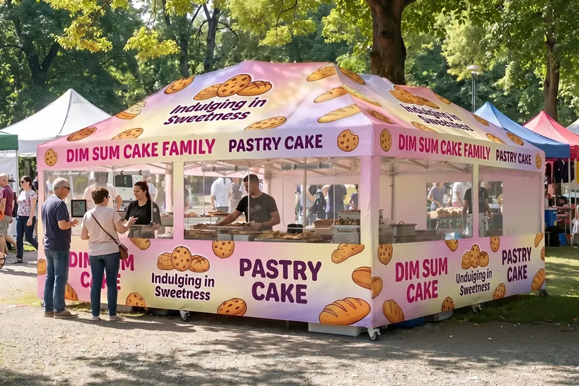 20'x20' Custom Canopy Tent with Complex Rollup Sidewall