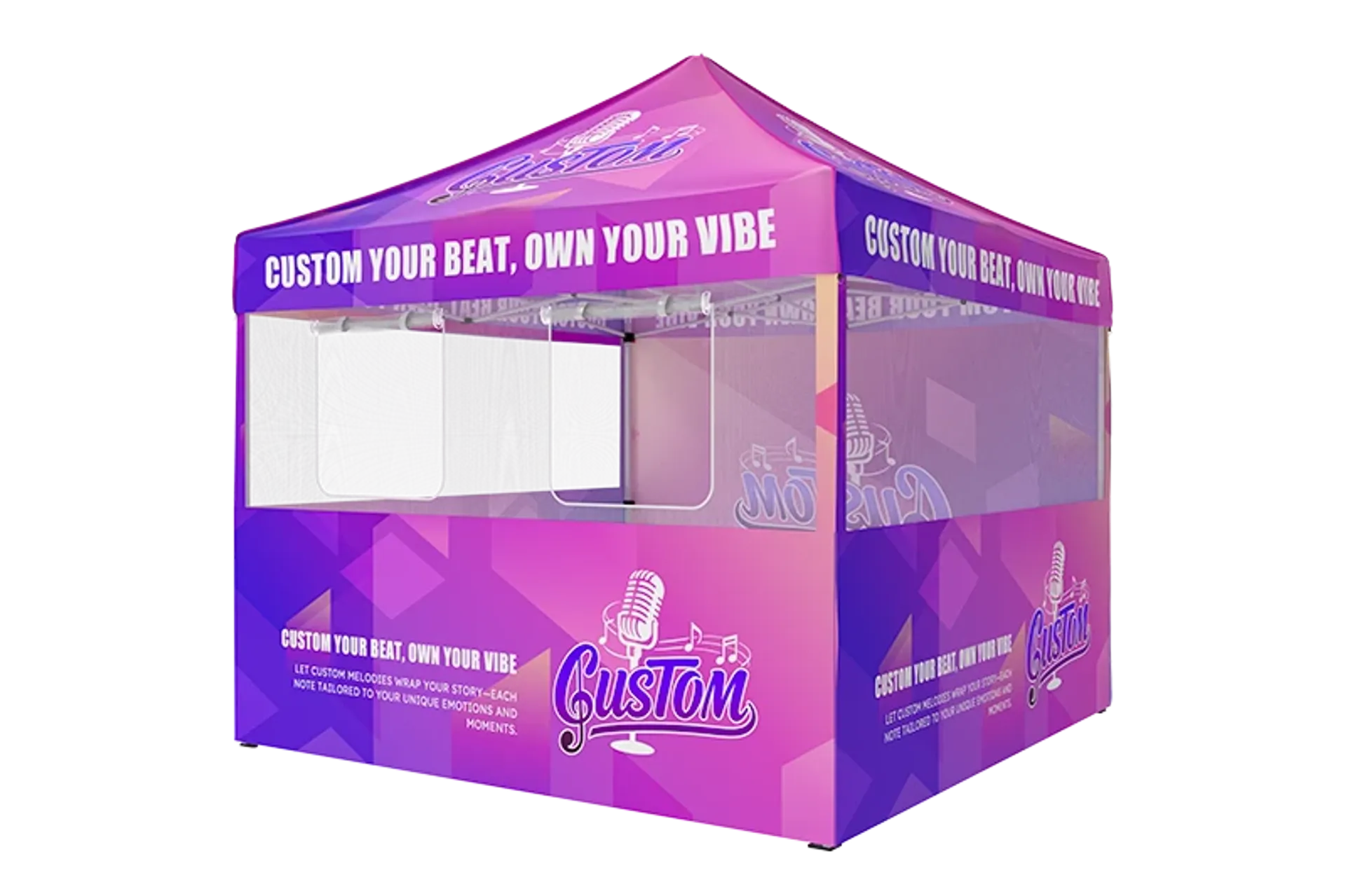10x10 custom canopy tent with mesh windows for food booth