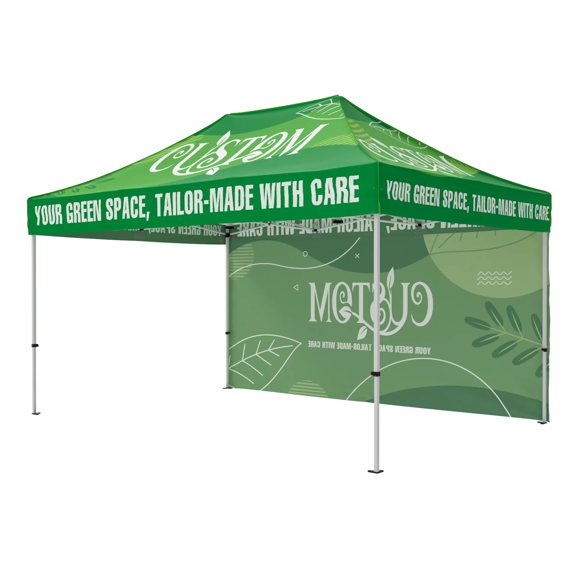 10x15 custom canopy tent package including a custom printed backwall for outdoor events.