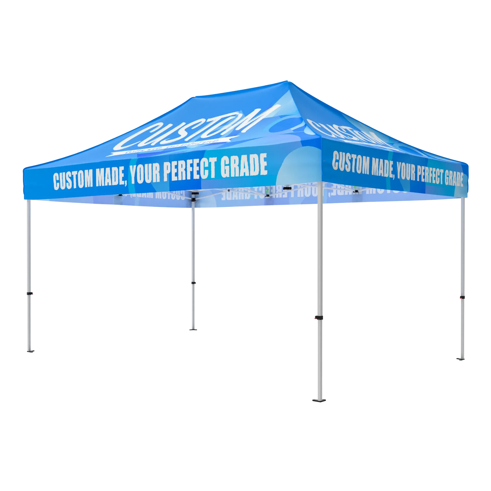 Custom 10x15pop up tent with logo graphics and durable aluminum frame for events.