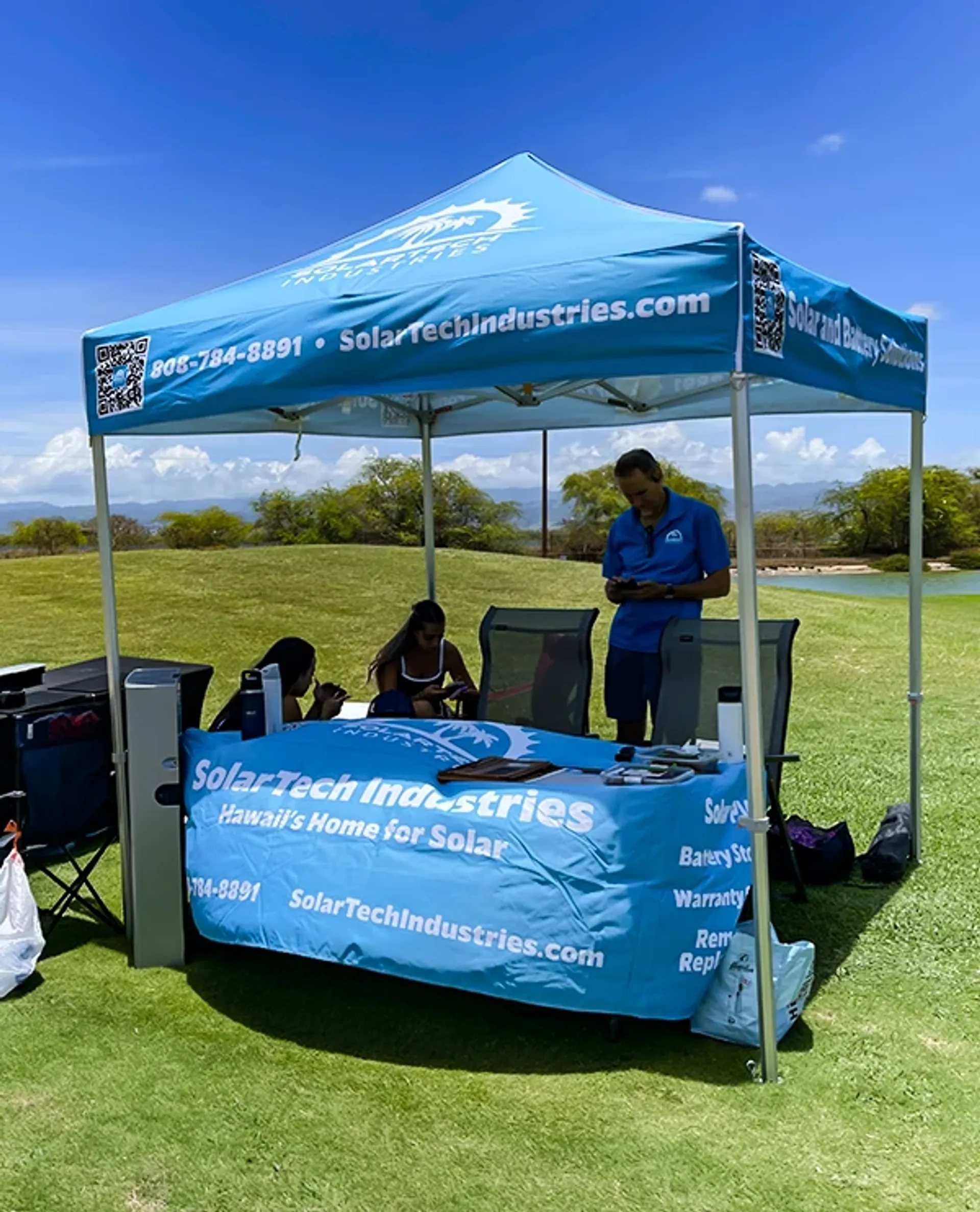 Branded 10x10 tent for community events and outdoor non-profit fundraising.