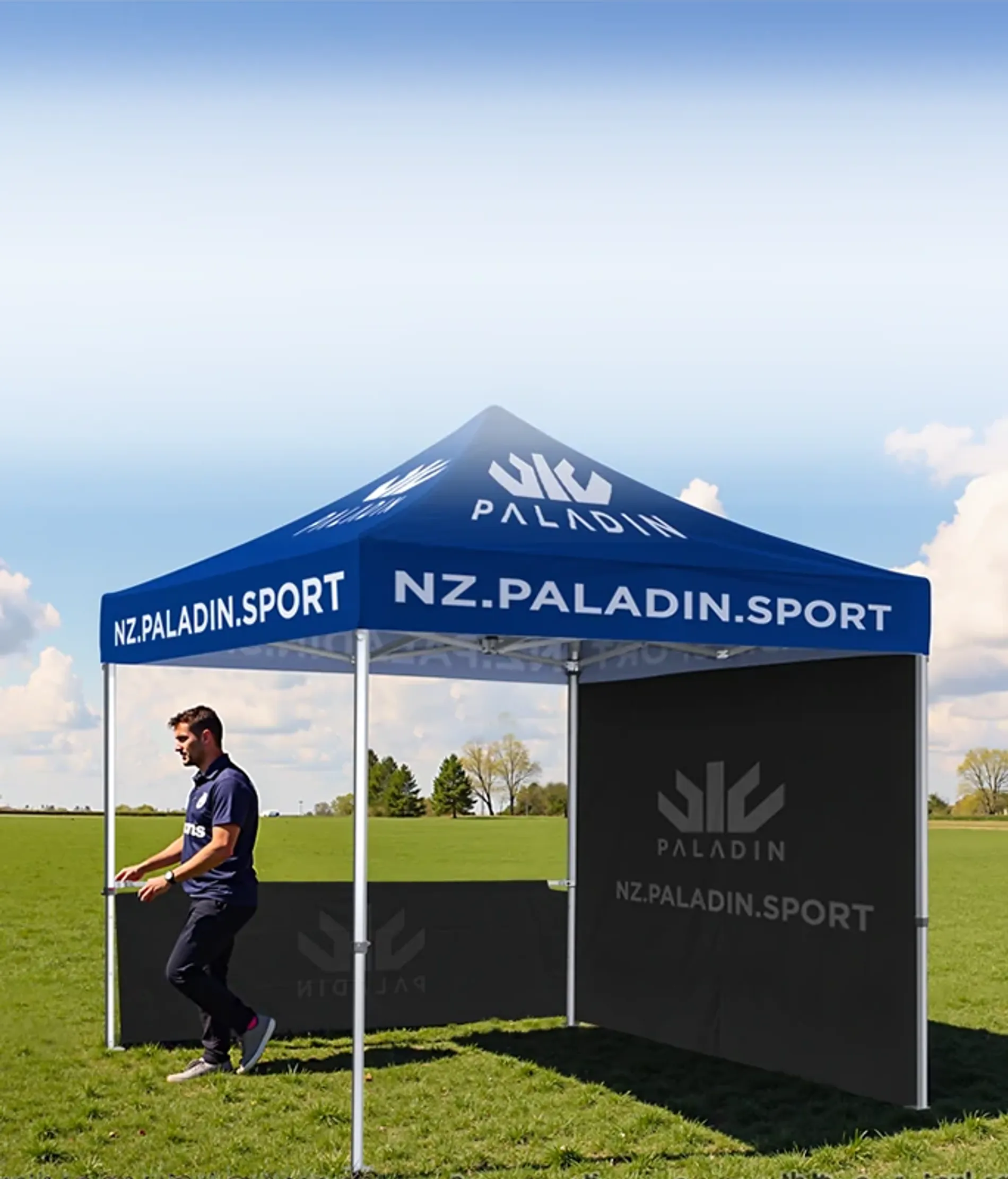 Custom canopy tent with a sidewall for outdoor event