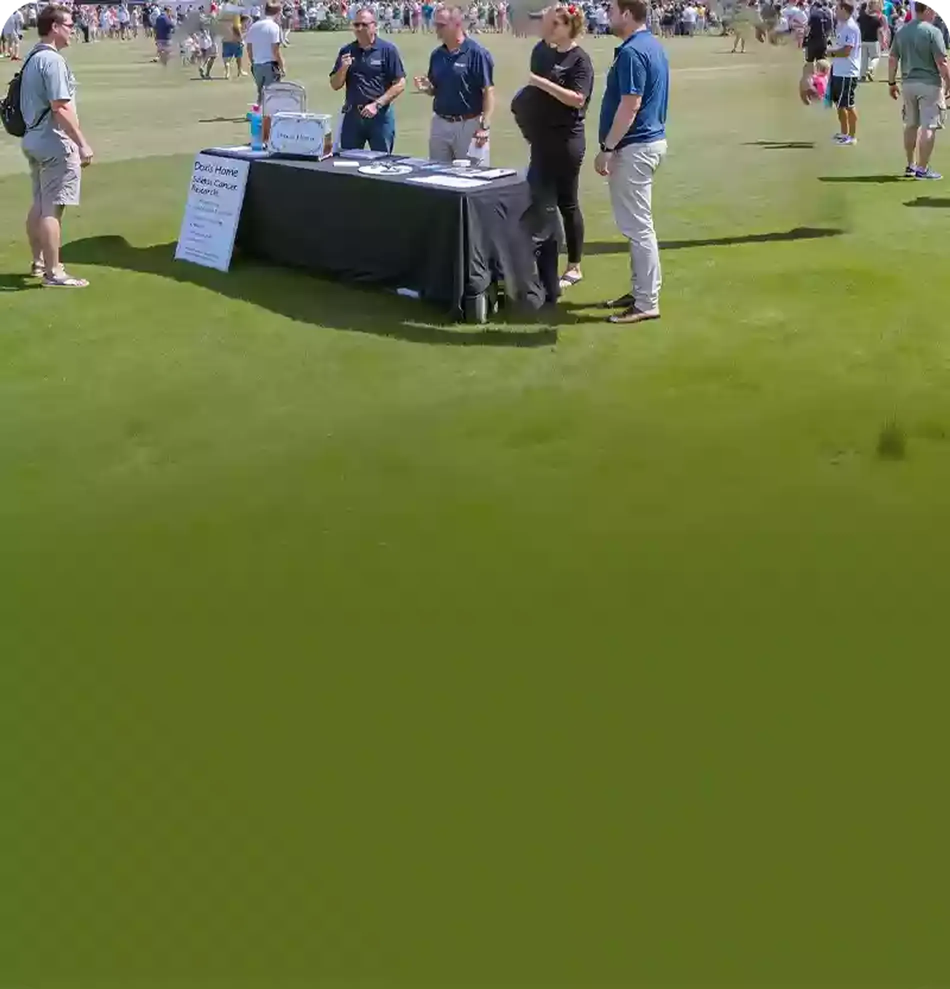 Outdoor scene of an inflatable dome tent