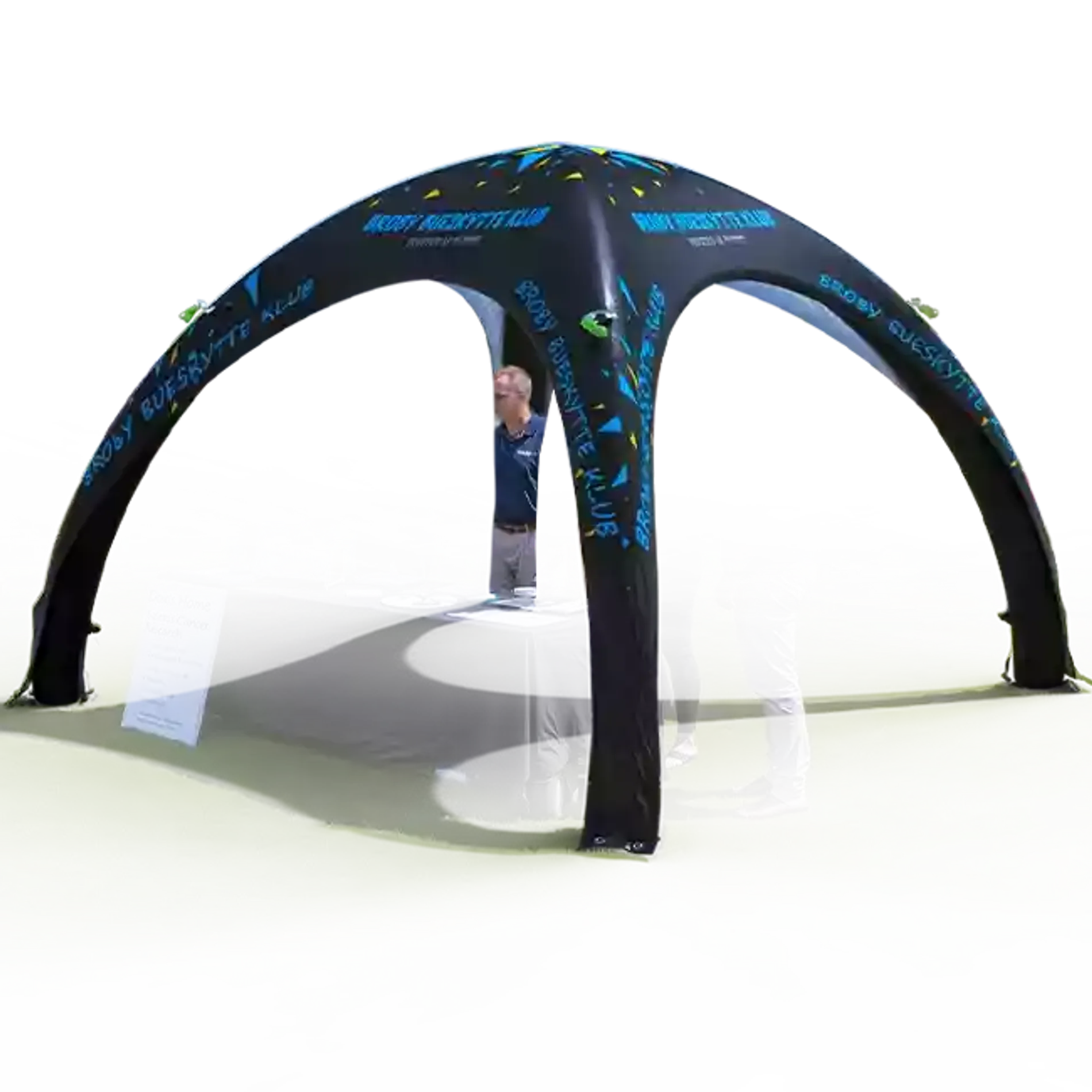 Outdoor scene of an inflatable dome tent