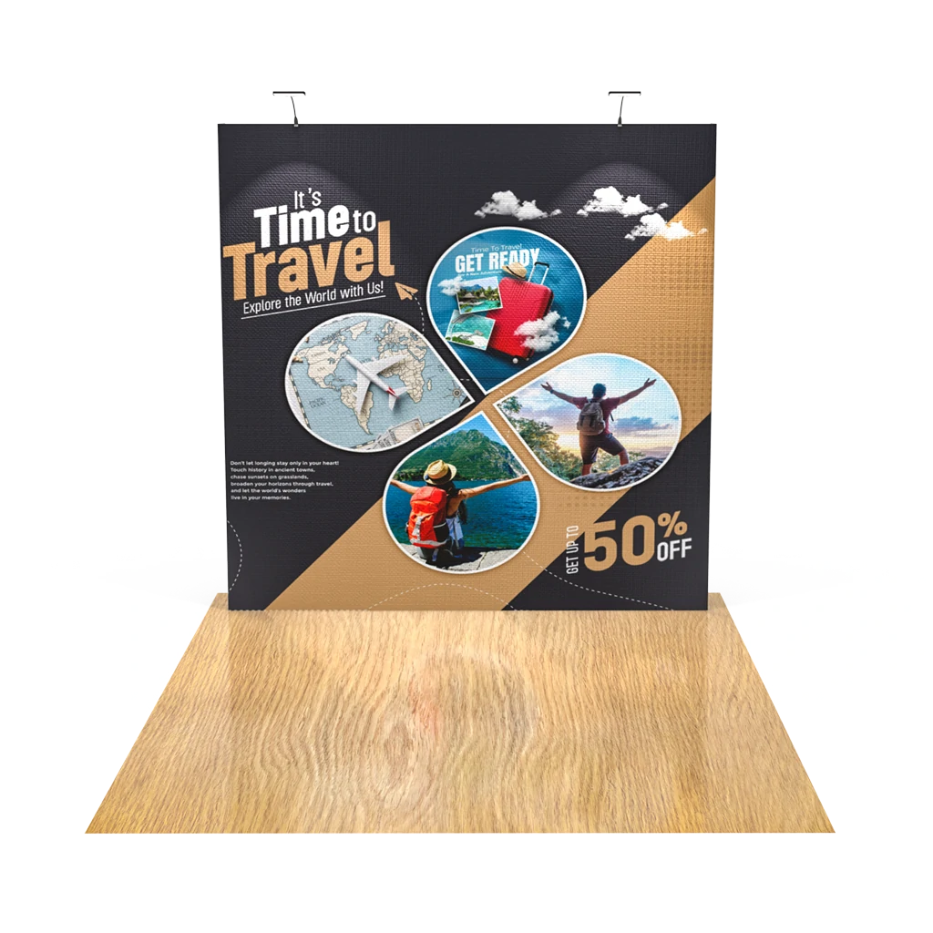 Straight Pop Up Display (Frame*1 + Print Fabric*1) + 2 LED Light