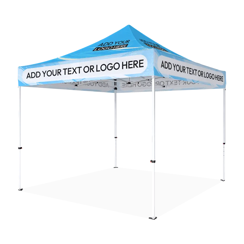 Custom Printing Tent Package – 07 has print full roof with four valances and four peaks. Customers have choices of various sizes, printing methods in either dye sublimation printing for Y5/Y6/Y7 or uv printing for Y6/Y7