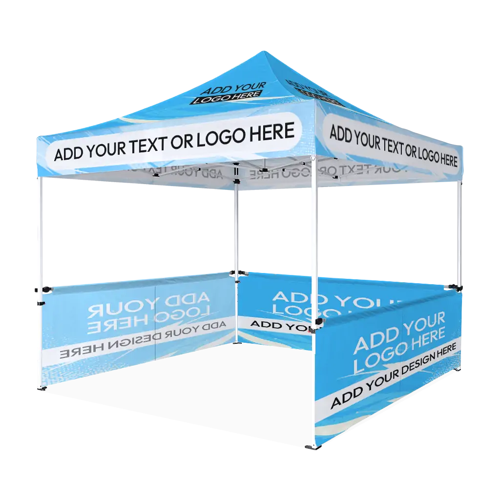 Custom Printing Tent Package – 07 has print full roof with four valances and four peaks. Customers have choices of various sizes, printing methods in either dye sublimation printing for Y5/Y6/Y7 or uv printing for Y6/Y7