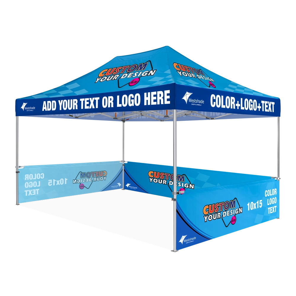 Custom Printing Tent Package – 07 has print full roof with four valances and four peaks. Customers have choices of various sizes, printing methods in either dye sublimation printing for Y5/Y6/Y7 or uv printing for Y6/Y7