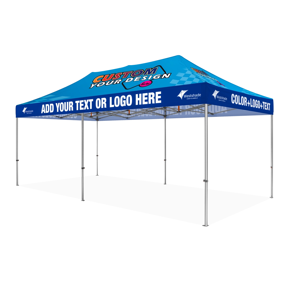 Custom Printing Tent Package – 07 has print full roof with four valances and four peaks. Customers have choices of various sizes, printing methods in either dye sublimation printing for Y5/Y6/Y7 or uv printing for Y6/Y7