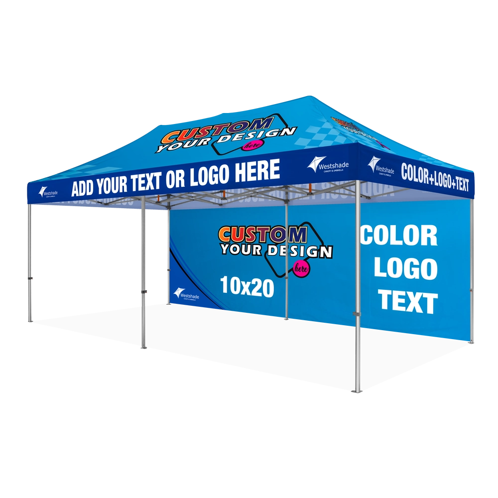 Custom Printing Tent Package – 07 has print full roof with four valances and four peaks. Customers have choices of various sizes, printing methods in either dye sublimation printing for Y5/Y6/Y7 or uv printing for Y6/Y7