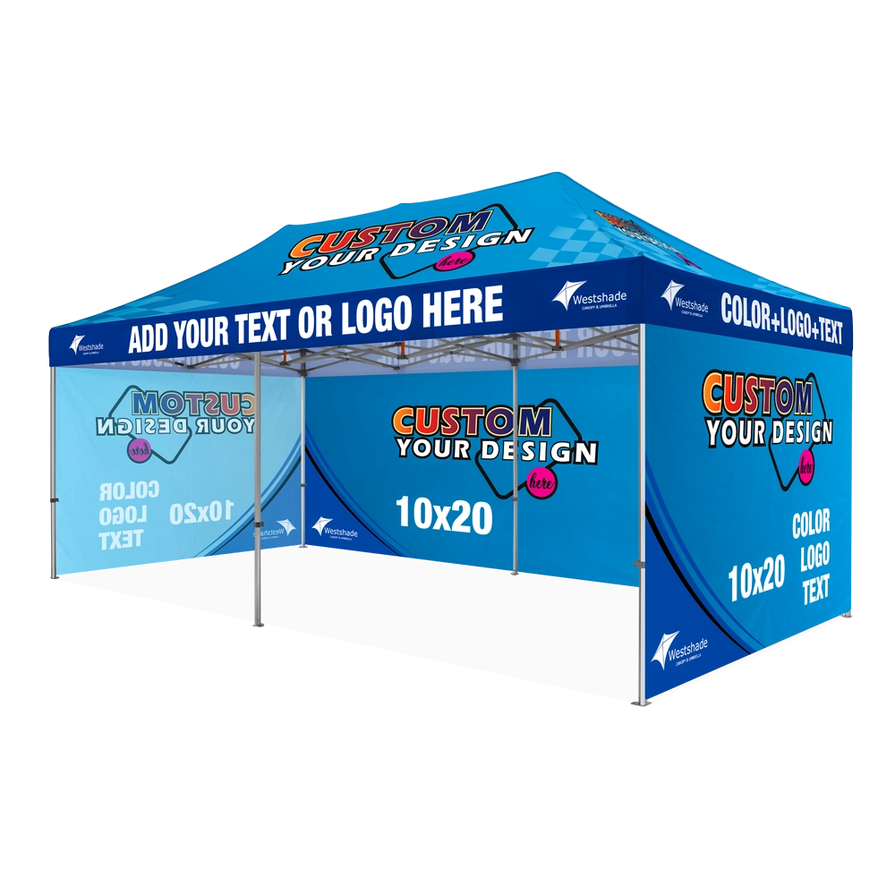 Custom Printing Tent Package – 07 has print full roof with four valances and four peaks. Customers have choices of various sizes, printing methods in either dye sublimation printing for Y5/Y6/Y7 or uv printing for Y6/Y7