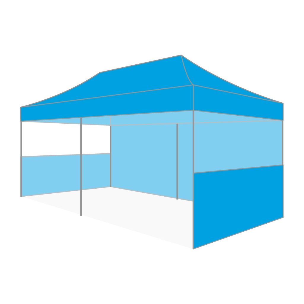 Custom Printing Tent Package – 07 has print full roof with four valances and four peaks. Customers have choices of various sizes, printing methods in either dye sublimation printing for Y5/Y6/Y7 or uv printing for Y6/Y7