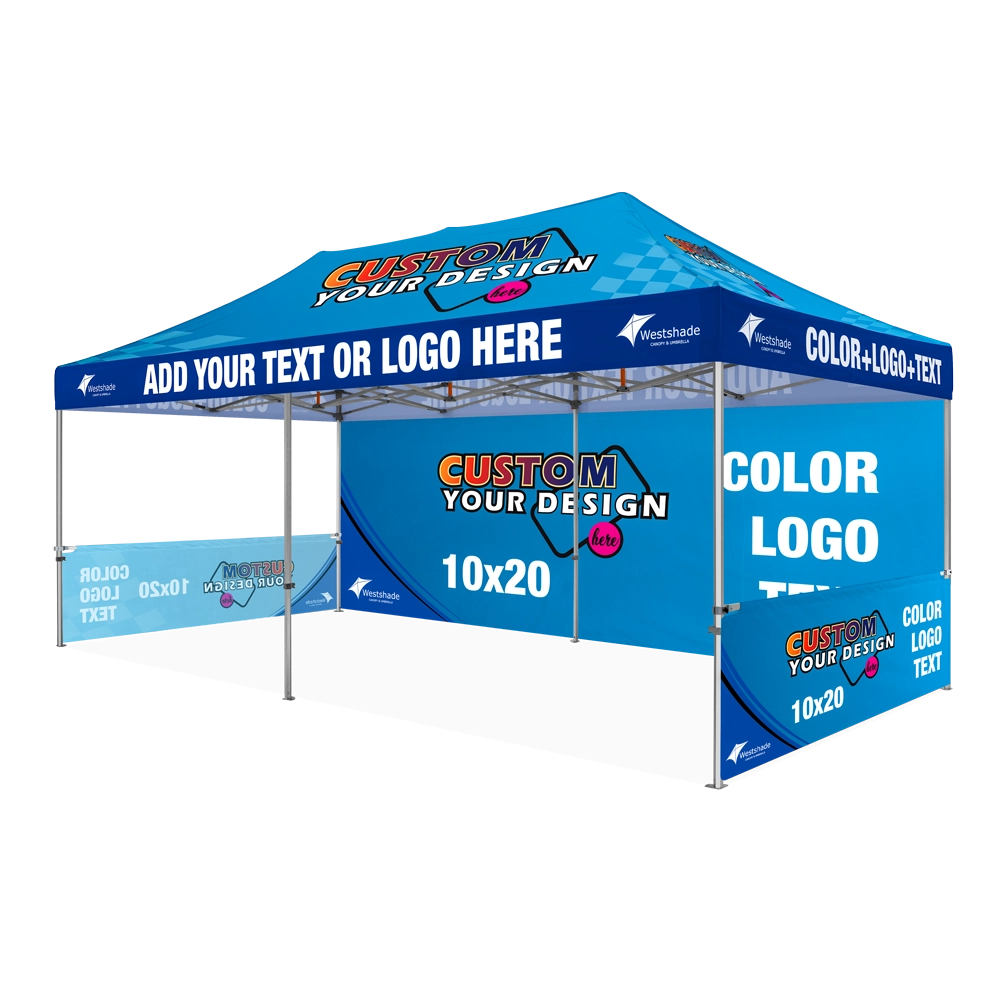 Custom Printing Tent Package – 07 has print full roof with four valances and four peaks. Customers have choices of various sizes, printing methods in either dye sublimation printing for Y5/Y6/Y7 or uv printing for Y6/Y7