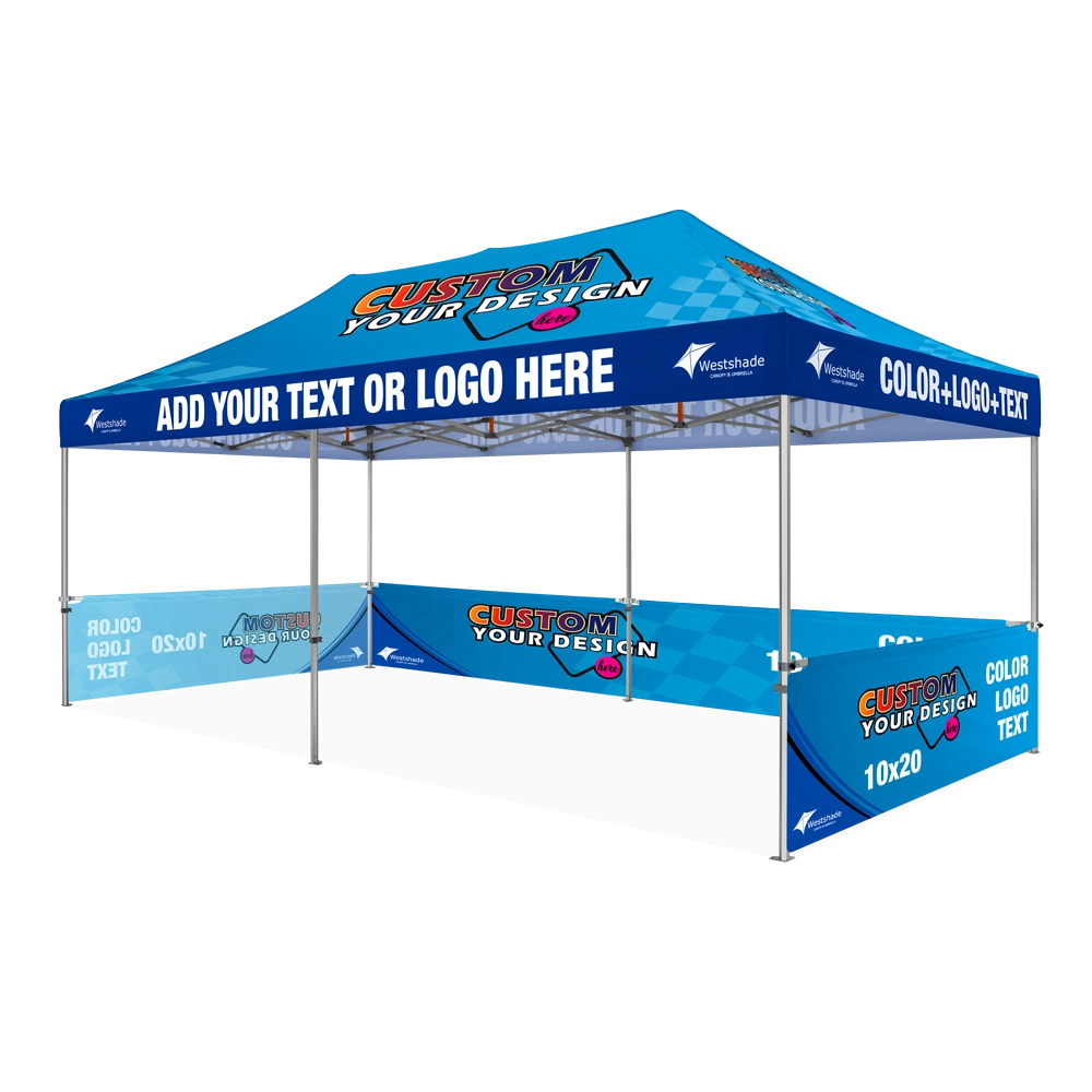 Custom Printing Tent Package – 07 has print full roof with four valances and four peaks. Customers have choices of various sizes, printing methods in either dye sublimation printing for Y5/Y6/Y7 or uv printing for Y6/Y7