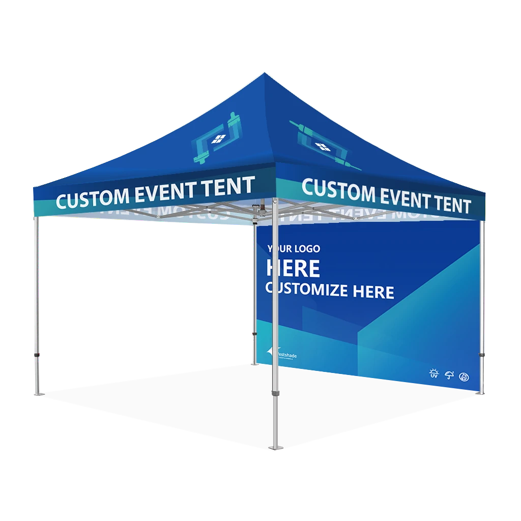 Custom Printing Tent Package – 07 has print full roof with four valances and four peaks. Customers have choices of various sizes, printing methods in either dye sublimation printing for Y5/Y6/Y7 or uv printing for Y6/Y7