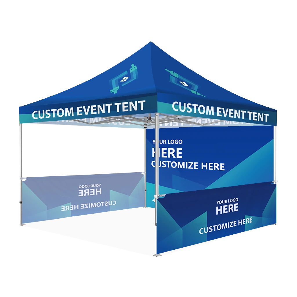 Custom Printing Tent Package – 07 has print full roof with four valances and four peaks. Customers have choices of various sizes, printing methods in either dye sublimation printing for Y5/Y6/Y7 or uv printing for Y6/Y7