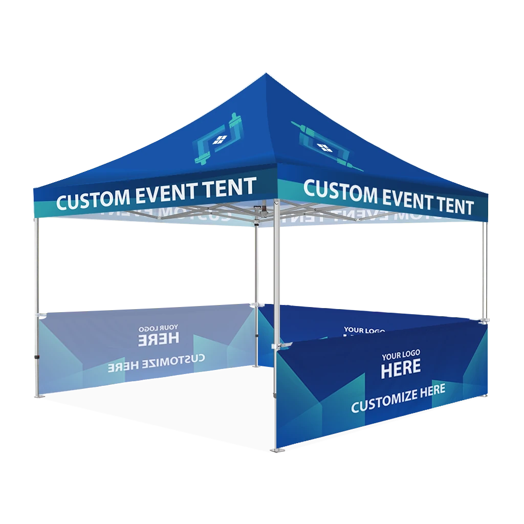 Custom Printing Tent Package – 07 has print full roof with four valances and four peaks. Customers have choices of various sizes, printing methods in either dye sublimation printing for Y5/Y6/Y7 or uv printing for Y6/Y7