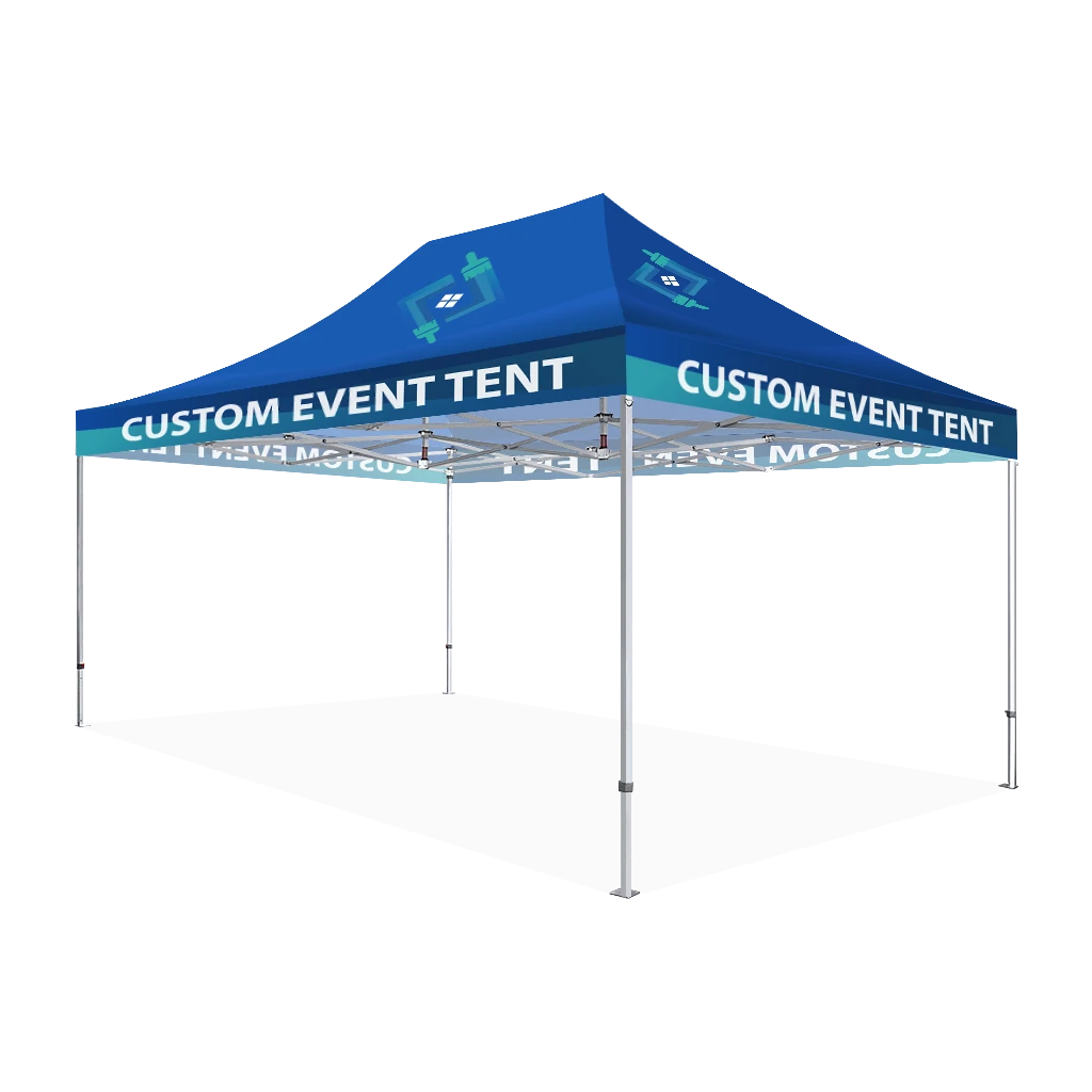 Custom Printing Tent Package – 07 has print full roof with four valances and four peaks. Customers have choices of various sizes, printing methods in either dye sublimation printing for Y5/Y6/Y7 or uv printing for Y6/Y7