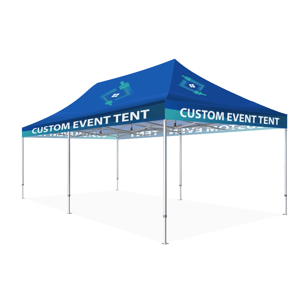 Custom Printing Tent Package – 07 has print full roof with four valances and four peaks. Customers have choices of various sizes, printing methods in either dye sublimation printing for Y5/Y6/Y7 or uv printing for Y6/Y7