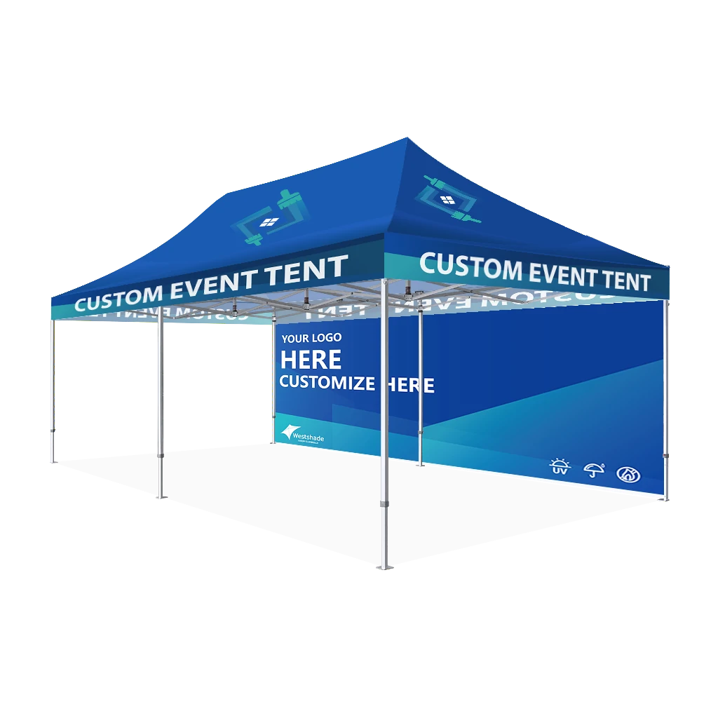 Custom Printing Tent Package – 07 has print full roof with four valances and four peaks. Customers have choices of various sizes, printing methods in either dye sublimation printing for Y5/Y6/Y7 or uv printing for Y6/Y7