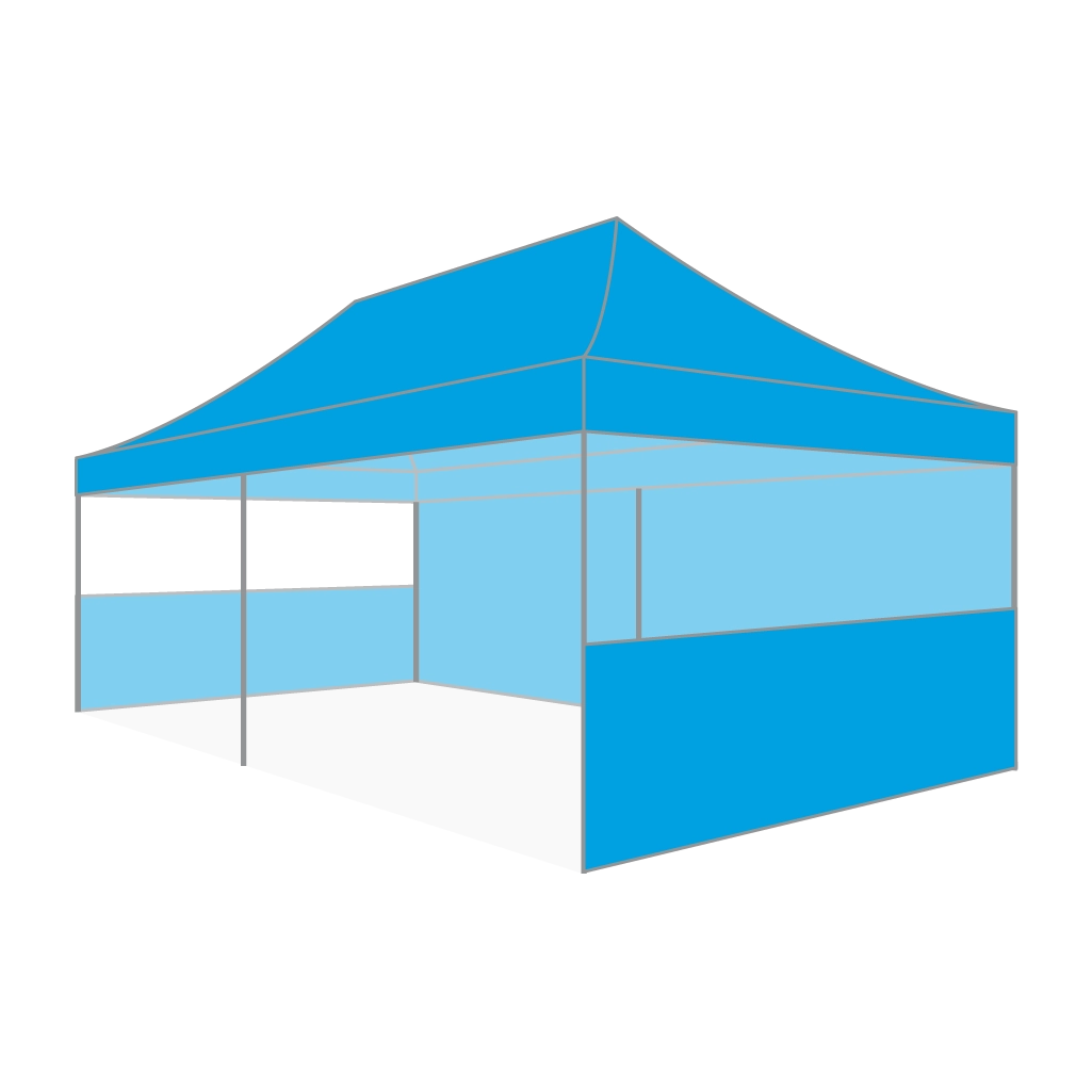 Custom Printing Tent Package – 07 has print full roof with four valances and four peaks. Customers have choices of various sizes, printing methods in either dye sublimation printing for Y5/Y6/Y7 or uv printing for Y6/Y7