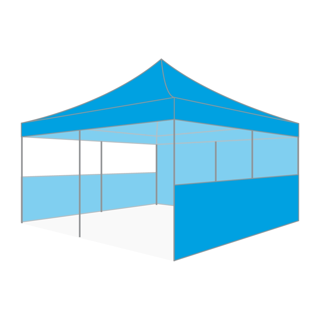 Custom Printing Tent Package – 07 has print full roof with four valances and four peaks. Customers have choices of various sizes, printing methods in either dye sublimation printing for Y5/Y6/Y7 or uv printing for Y6/Y7