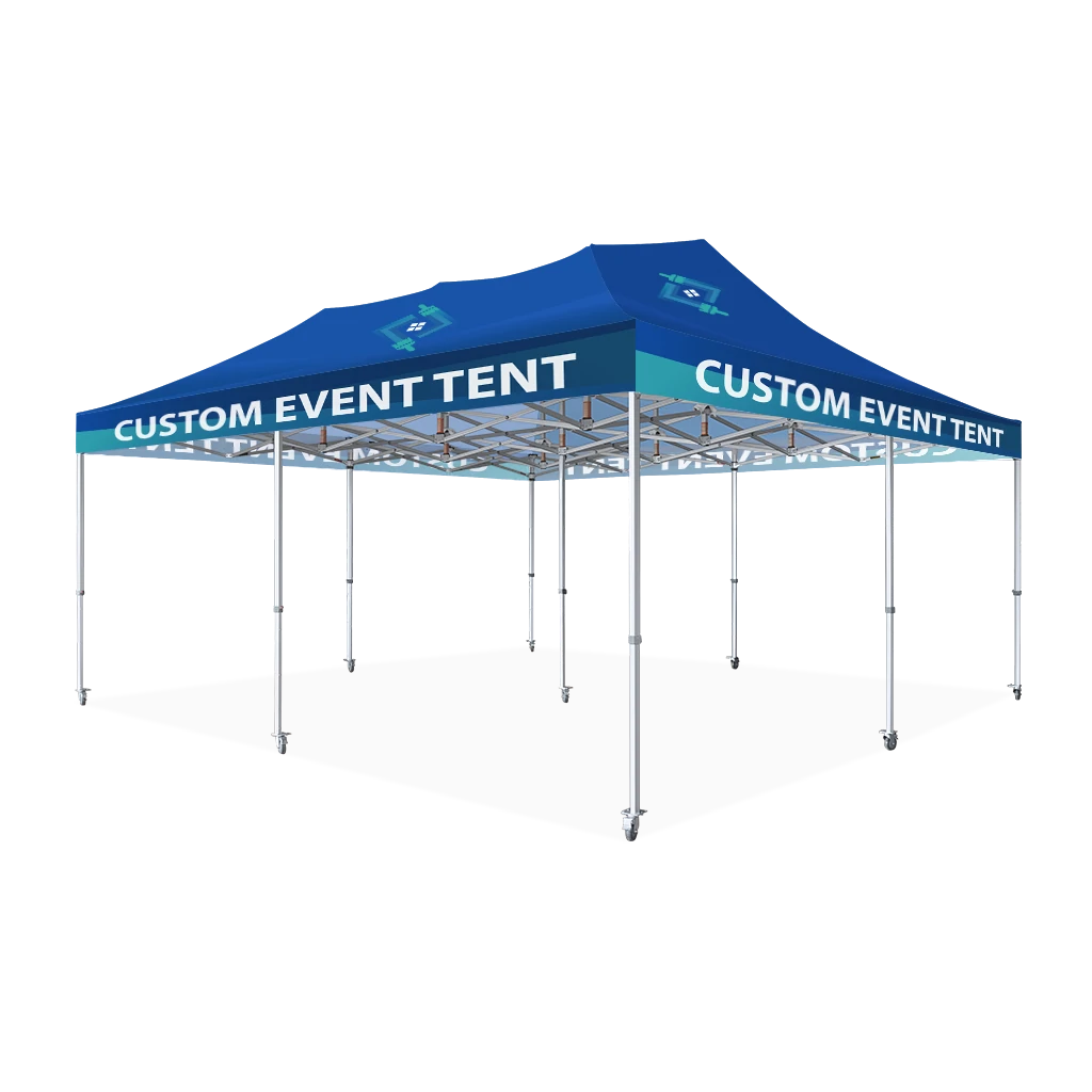 Custom Printing Tent Package – 07 has print full roof with four valances and four peaks. Customers have choices of various sizes, printing methods in either dye sublimation printing for Y5/Y6/Y7 or uv printing for Y6/Y7