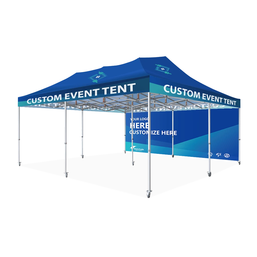 Custom Printing Tent Package – 07 has print full roof with four valances and four peaks. Customers have choices of various sizes, printing methods in either dye sublimation printing for Y5/Y6/Y7 or uv printing for Y6/Y7