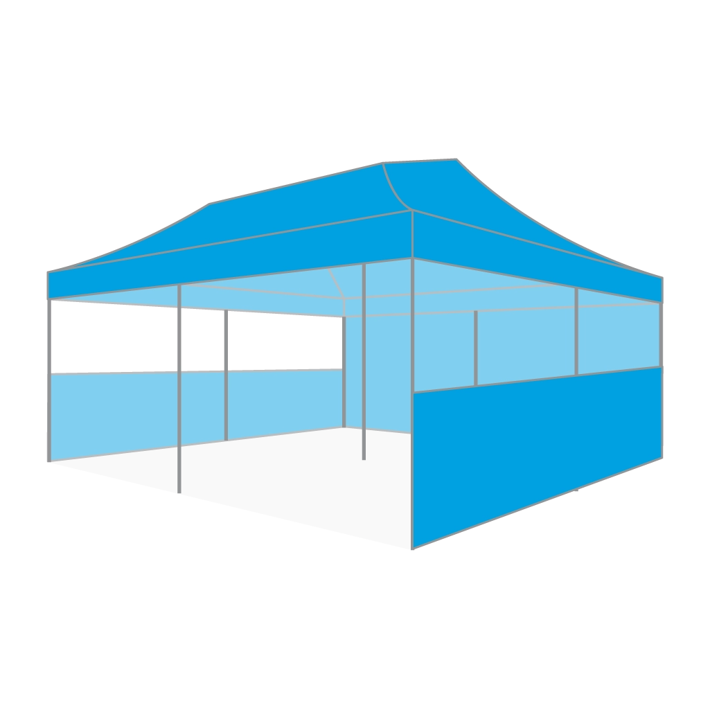 Custom Printing Tent Package – 07 has print full roof with four valances and four peaks. Customers have choices of various sizes, printing methods in either dye sublimation printing for Y5/Y6/Y7 or uv printing for Y6/Y7