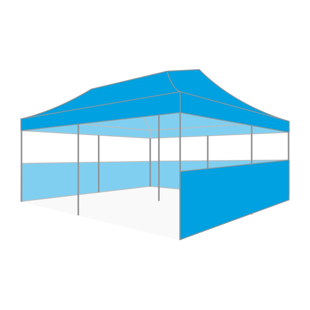 Custom Printing Tent Package – 07 has print full roof with four valances and four peaks. Customers have choices of various sizes, printing methods in either dye sublimation printing for Y5/Y6/Y7 or uv printing for Y6/Y7