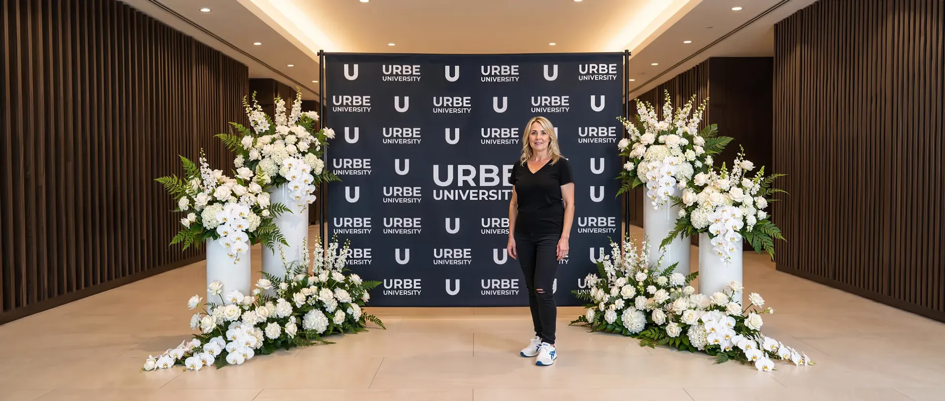 Photo booth backdrop with custom logo printing