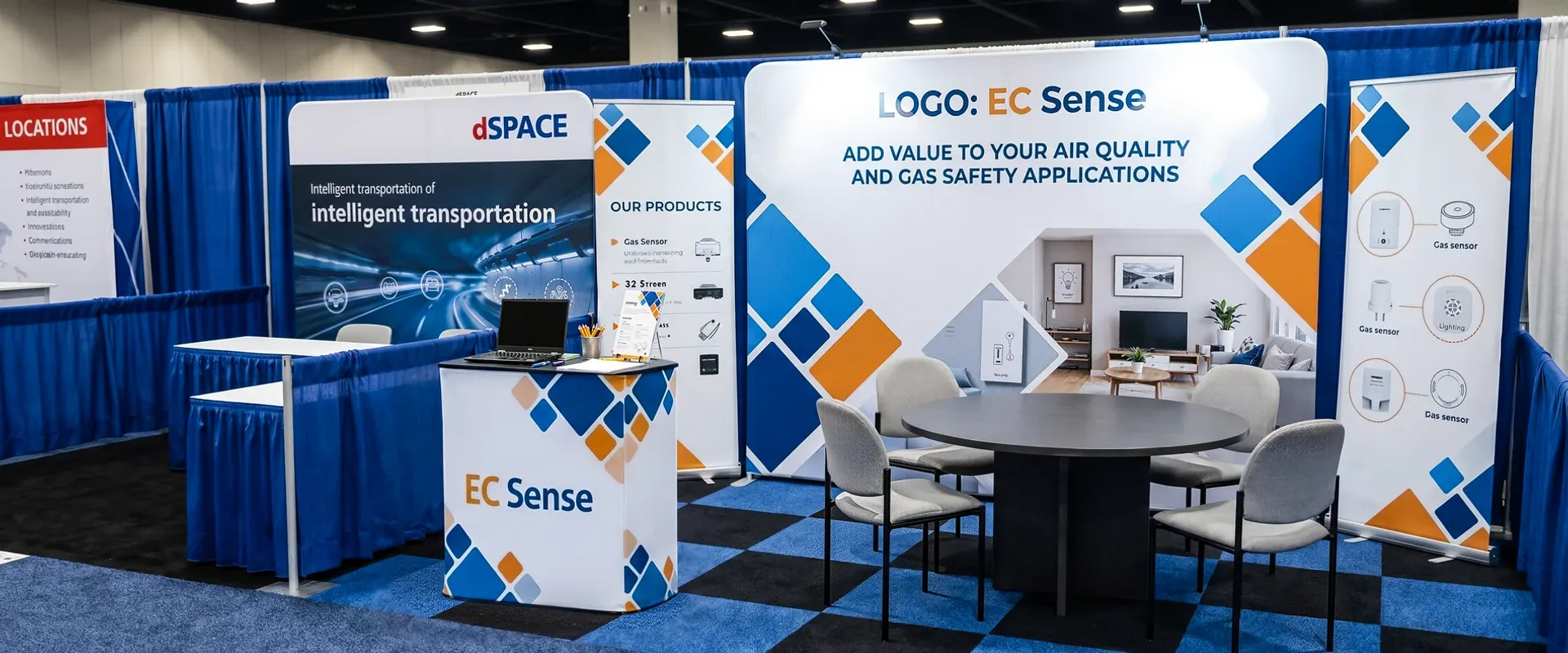 Custom tension fabric display for trade show booth