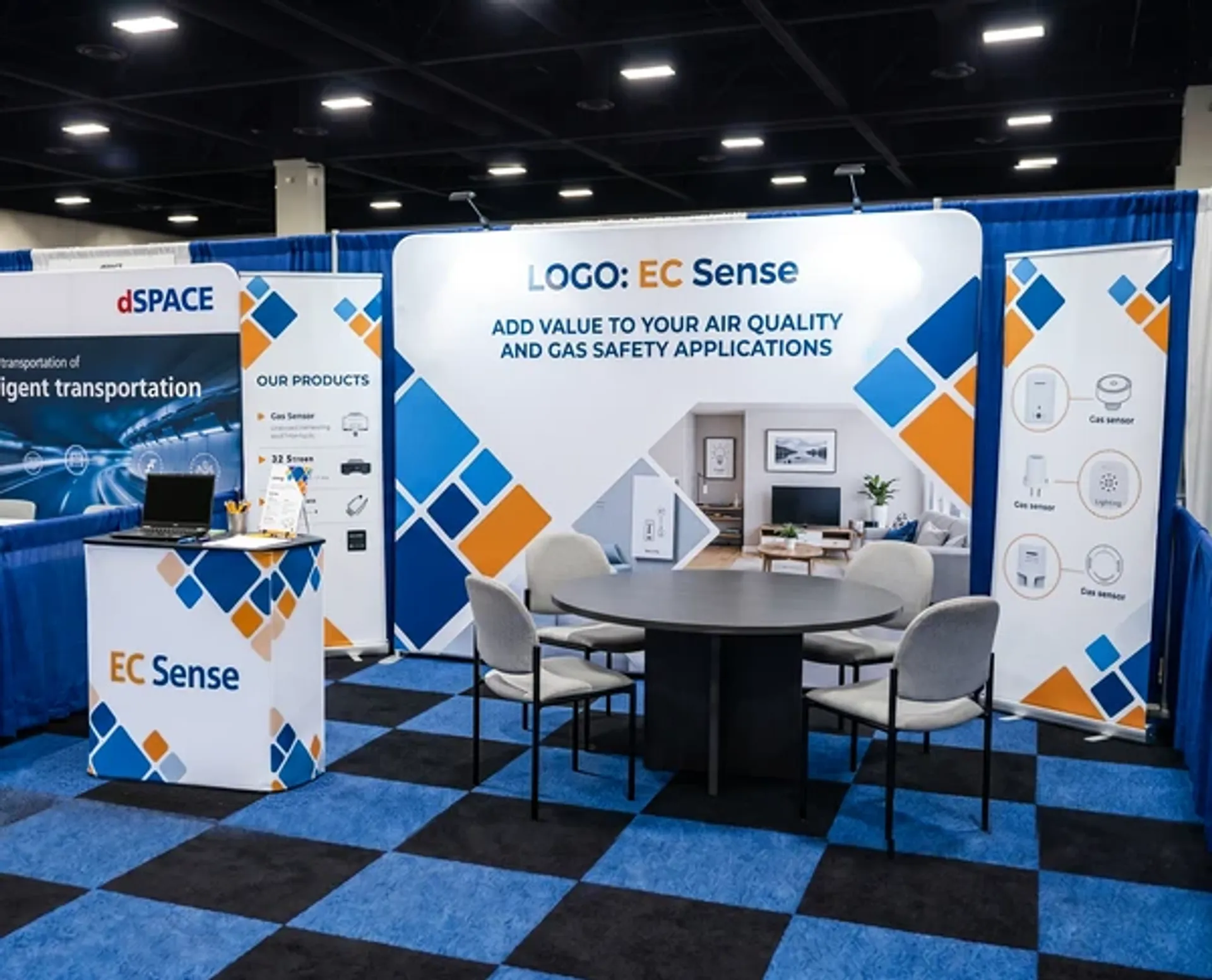 Custom tension fabric display for trade show booth