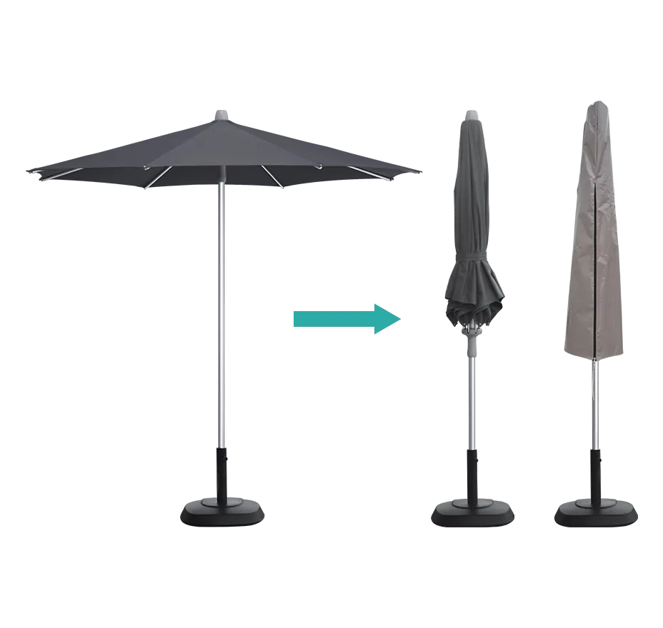 Our patio umbrellas are easy to store.