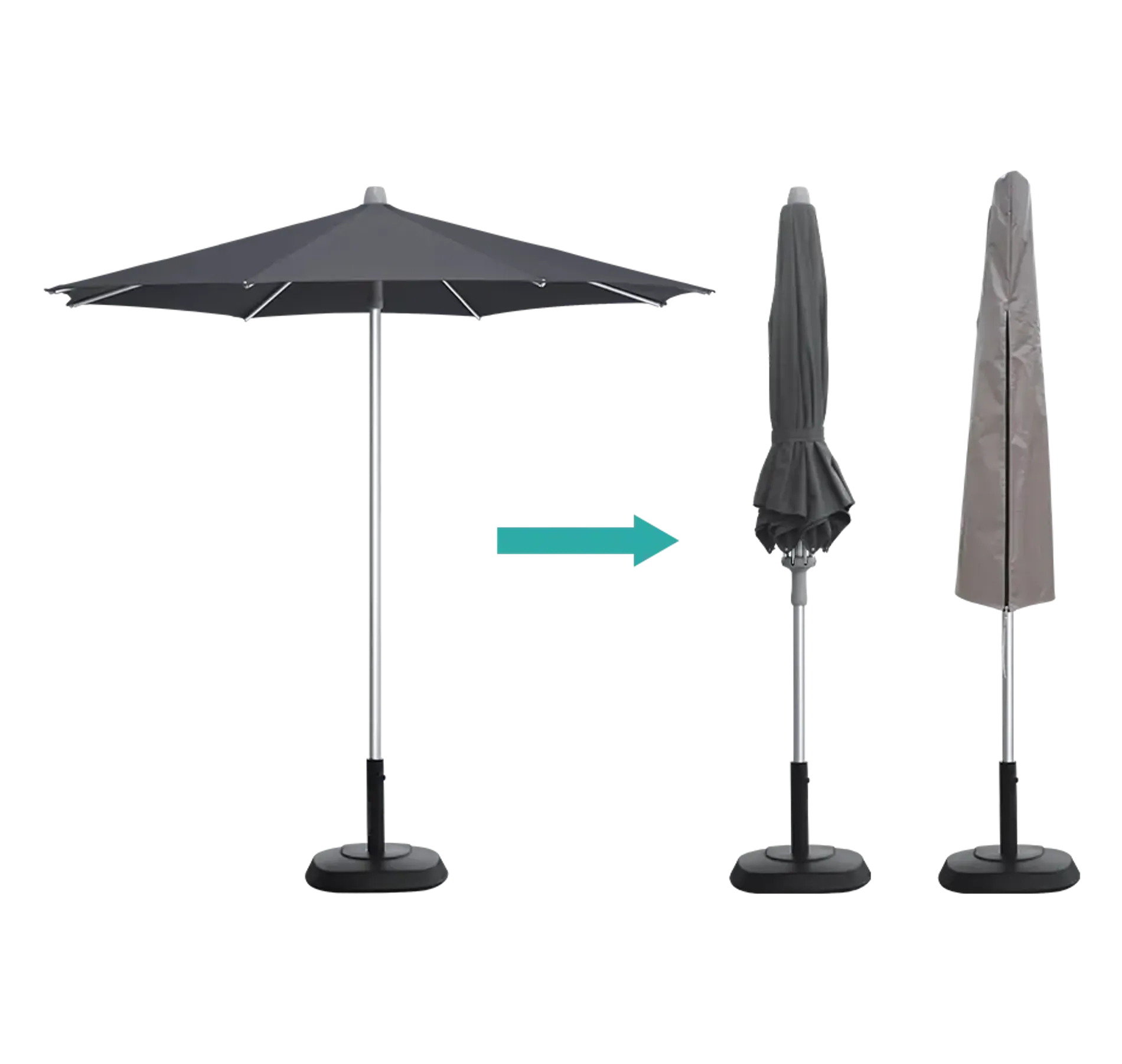Our patio umbrellas are easy to store.