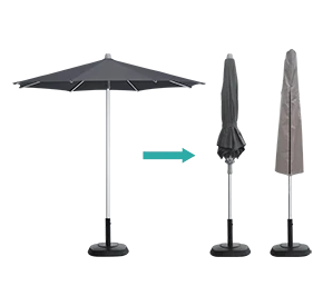 Our patio umbrellas are easy to store.