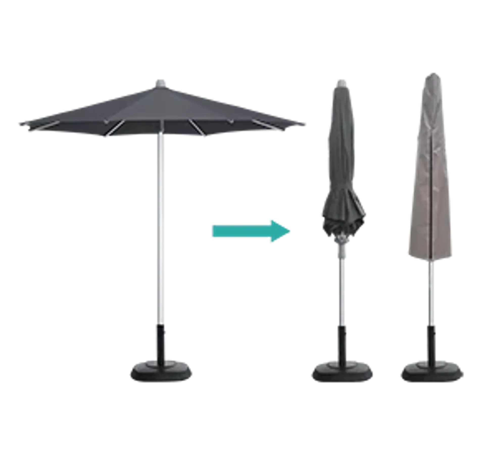 Our patio umbrellas are easy to store.